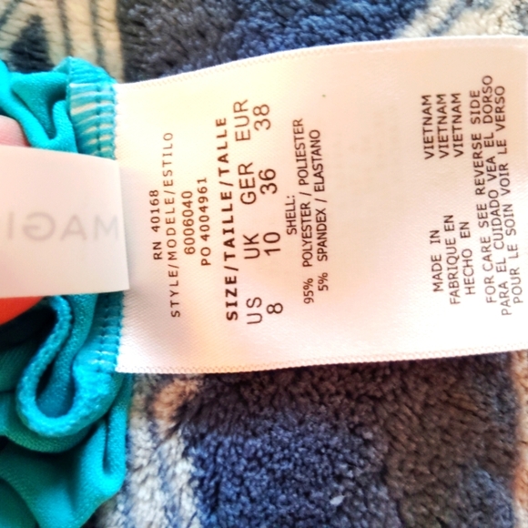 MAGICSUIT LAYERED TEAL FULL BRA TANKINI TOP SIZE 8 NWOT SIDE TIE RESORT VACATION - Picture 7 of 7